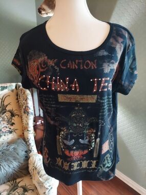 China Tea Graphic Short Sleeve Tee - Black